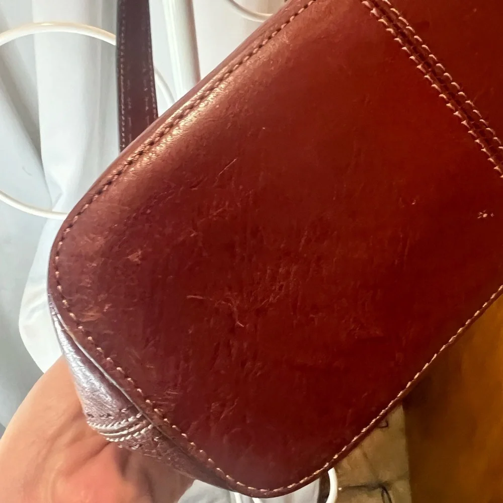 Fossil Vintage Rich Brown Leather Bag with Key Charm
